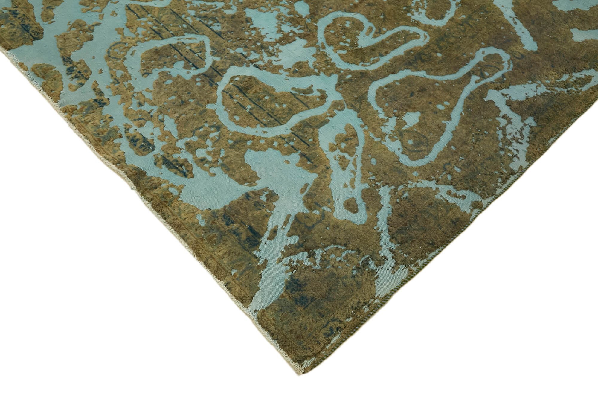 9 x 14 Turquoise Overdyed Large Area Rug - 7670