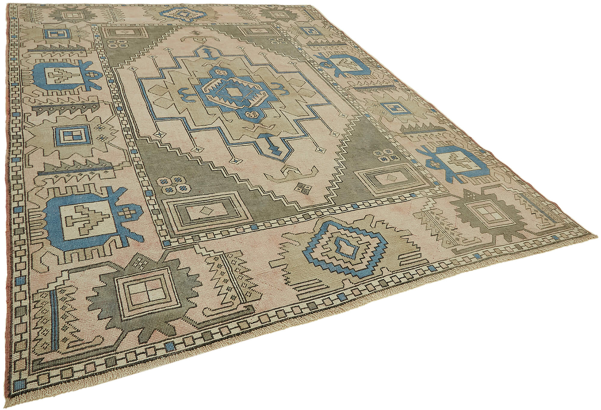 8 x 11 Beige Vintage Large Area Rug - 7840