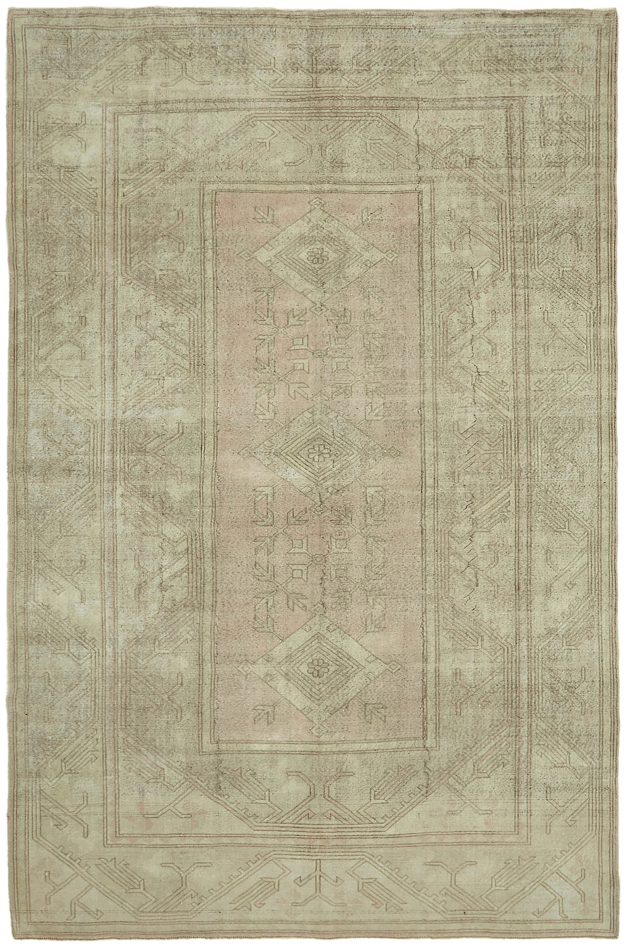 8 x 12 Beige Vintage Large Area Rug - 7841