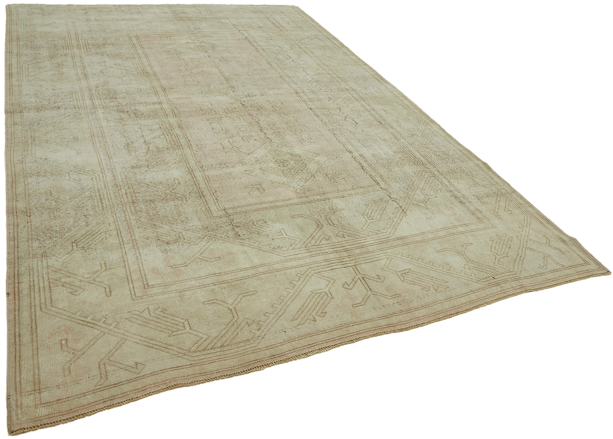 8 x 12 Beige Vintage Large Area Rug - 7841