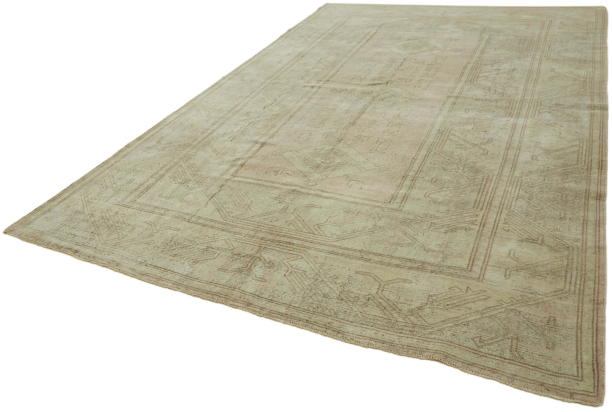 8 x 12 Beige Vintage Large Area Rug - 7841