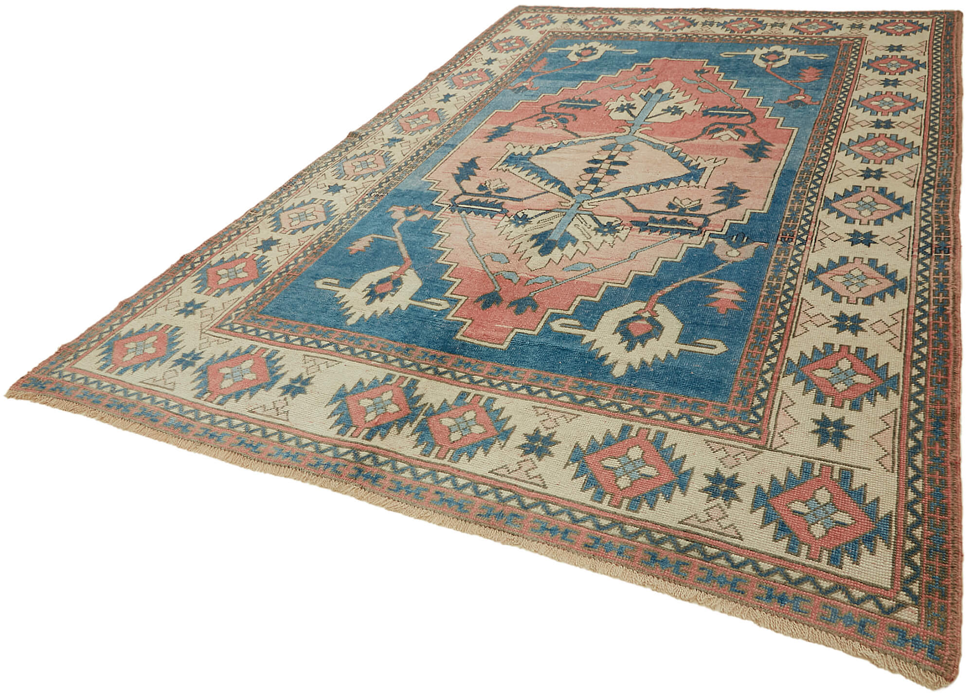 7 x 11 Beige Vintage Large Area Rug - 7843